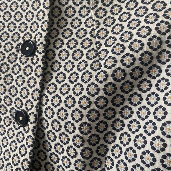 Brooks Brothers Petite Floral Jacquard Cropped Jacket Blazer Blue White SZ 4 - Picture 7 of 12